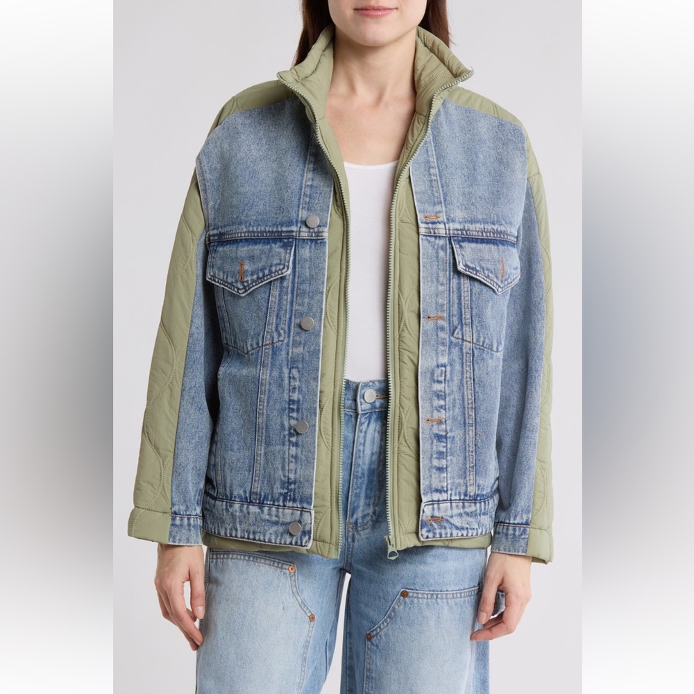 BLANKNYC Nylon Quilted Denim Trucker Jacket